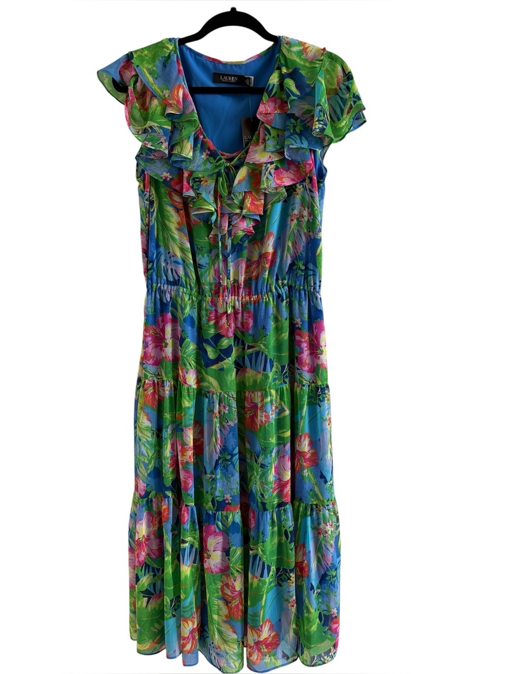 NWT Lauren Floral Kringle Georgette Tiered Dress Sz 6